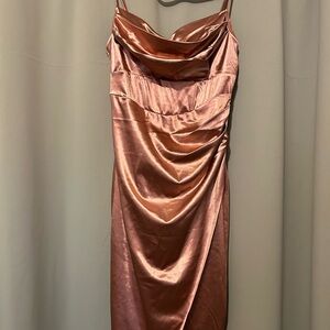 Elegant Rose Gold Satin Dress